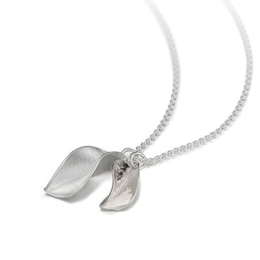 Silver Double Leaf Pendant by Collette Waudby