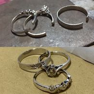 Three white gold rings repaired and re-rhodium plated