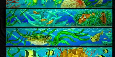 ARTISTIC GLASS DESIGN WITH COLORS SANDBLASTED AND AIR BRUSHED