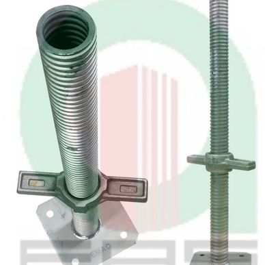 Tornillo nivelador de acero galvanizado hueco para  el andamio, placa base de 15 x 15 cms 50 cms