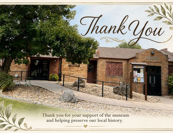 Thank you message with a museum building in the background.