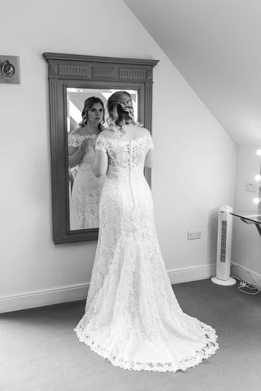Beautiful Platinum Bride wearing a bespoke dress we had made specially for her by Nicola Anne Bridal