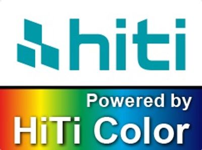 HiTi logo with 'Powered by HiTi Color' text on a rainbow gradient background.