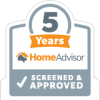 HomeAdvisor 5 Years Screened & Approved badge.