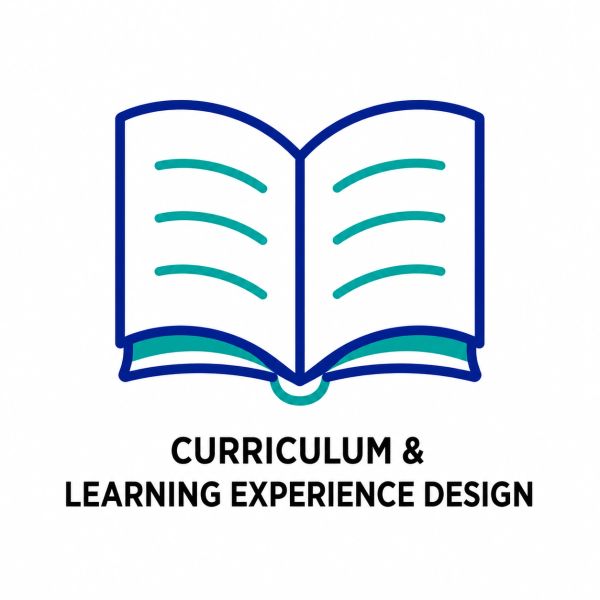 Icon of an open book with text 'Curriculum & Learning Experience Design'.