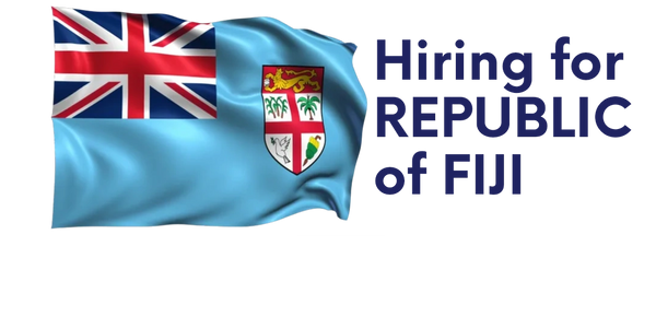 Flag of the Republic of Fiji with words hiring for republic of Fiji