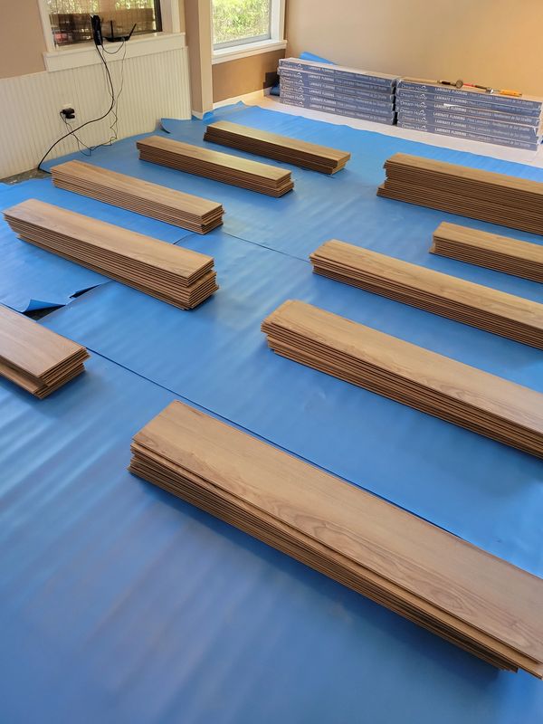 During laminate flooring job