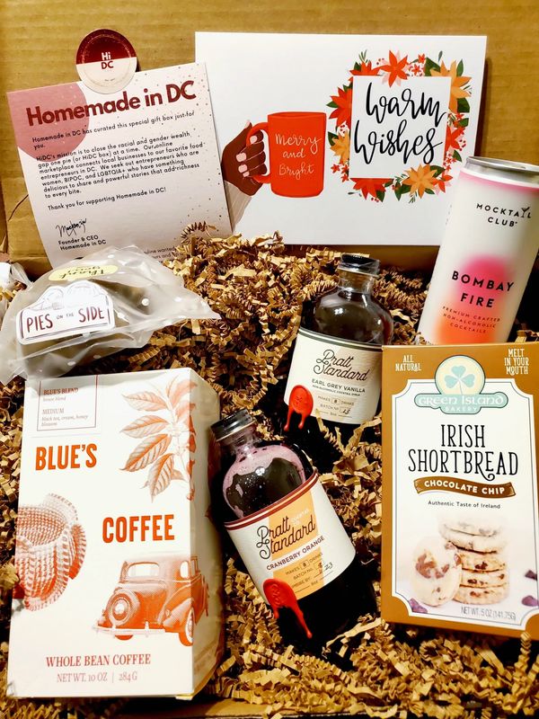 Homemade in DC Gift Basket with coffee, cookies, a mocktail, and two drinks