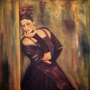 Created for The Art House Frida Kahlo Tribute Art Show
“Frida” 12x12 Oil on Canvas