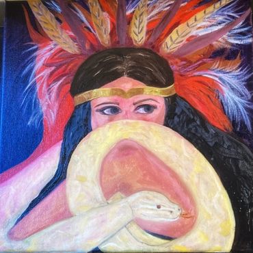 Created for The Art House : Latin Film Series
1966 Film From Dusk Till Dawn
“Santanico”
12x12 Oil