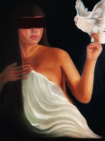 Women in sheet with Dove