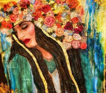 “Crowned with Glory “
12x12 Oil and Gold Leaf on Canvas