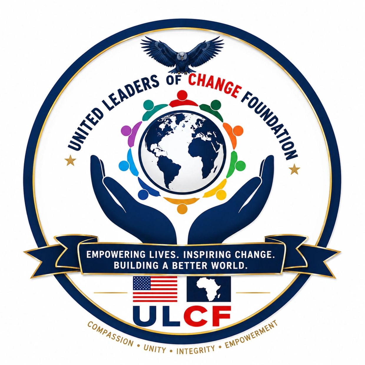 Logo of United Leaders of Change Foundation promoting change and unity.