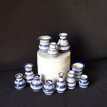 Group of miniature vases that are one inch high