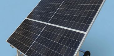 Portable solar panels with wheels for easy transport.