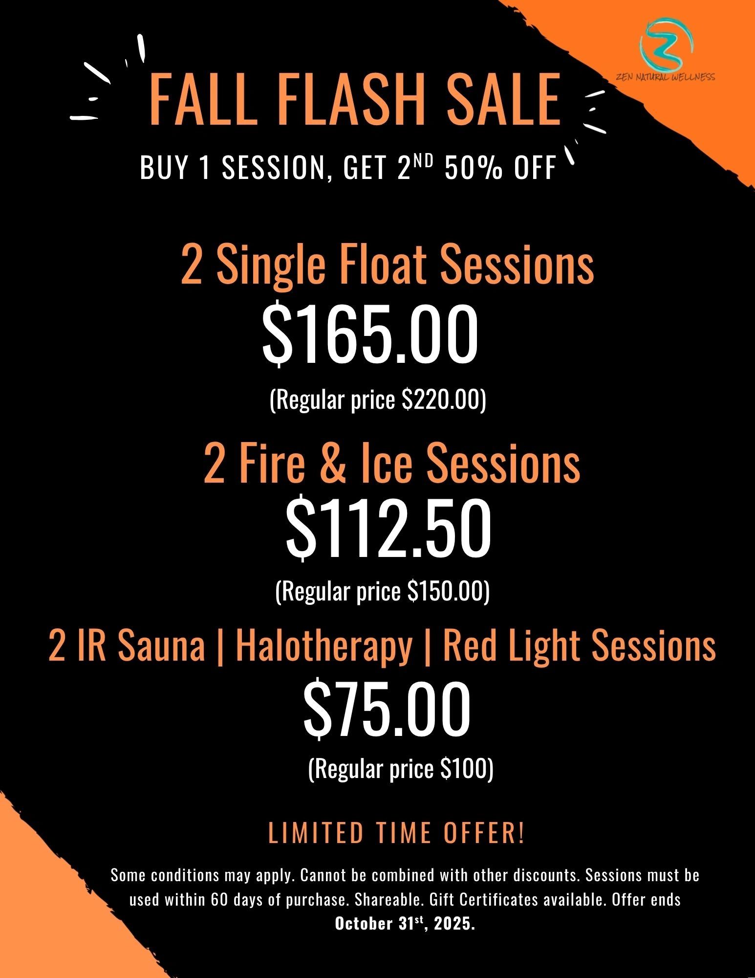 ZEN Natural Wellness Fall Flash Sale - Float - Cold Plunge and Sauna  Promotion