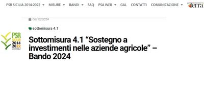 sottomisura 4.1 aziende agricole bando 2024 psr 2014 2020 regione sicilia
