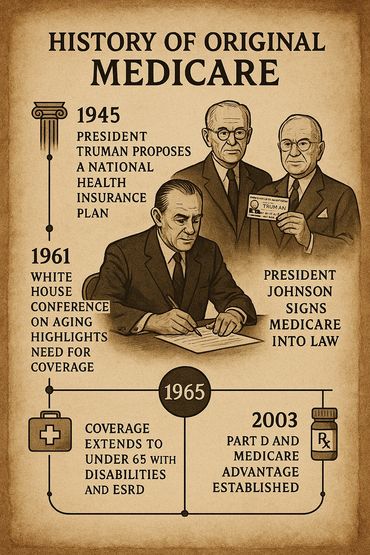 Original Medicare began in 1965 to provide health coverage for Americans aged 65 and older.
