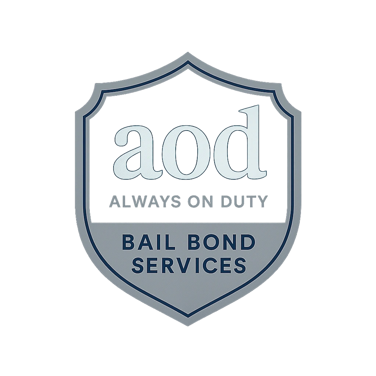 AOD Always On Duty Bail Bond Services logo in a shield design.
