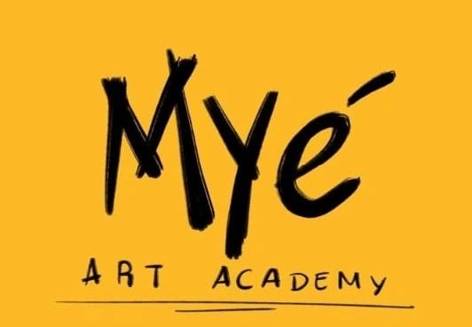 Logo of Mye Art Academy on an orange background.