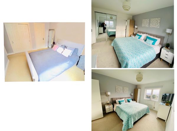 Master bedroom new wardrobe doors and pop-up colours added