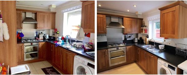 Kitchen  decluttered 
splashed back added