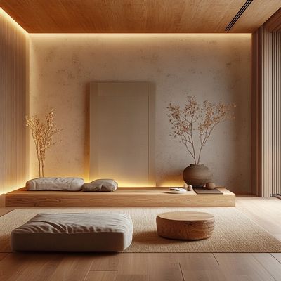 Japandi living, serene calm space