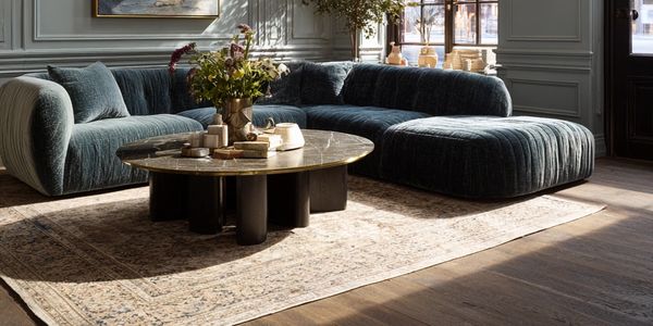 Velvet sofa, heritage modern living