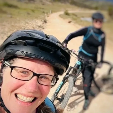 Sarah providing peer support for a client to enjoy MTB riding