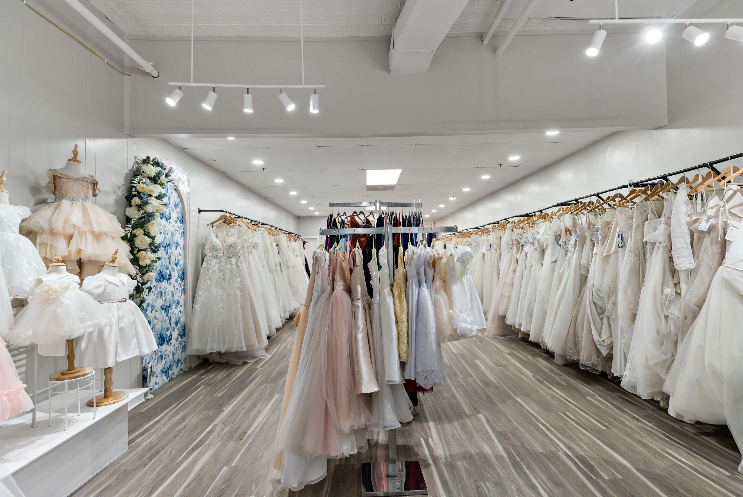sachin and babi light blue dress Chantilly Lace Bridals
