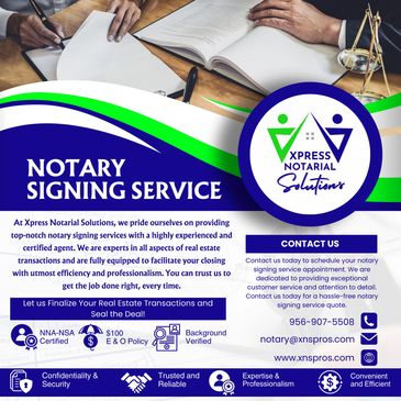Xpress Notarial Solutions
Notary Signing Service in the Rio Grande Valley