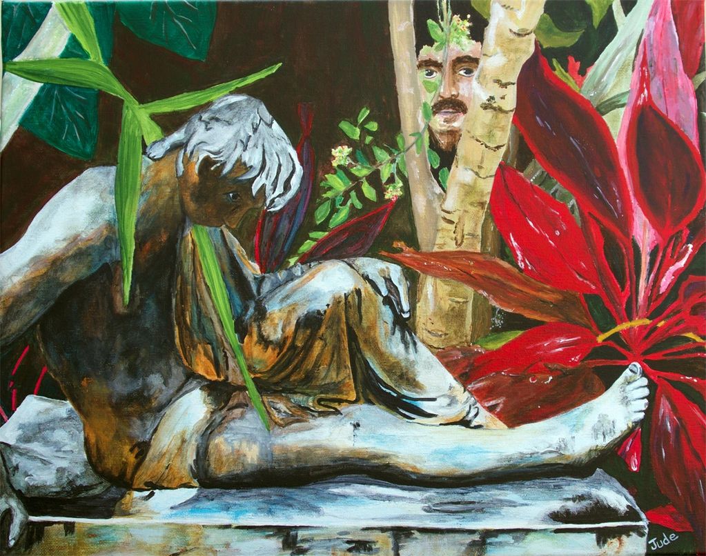 Artist and His Statute Judy Bragg Pardo, Jude, spiritual, visionary, surreal, statute, artist