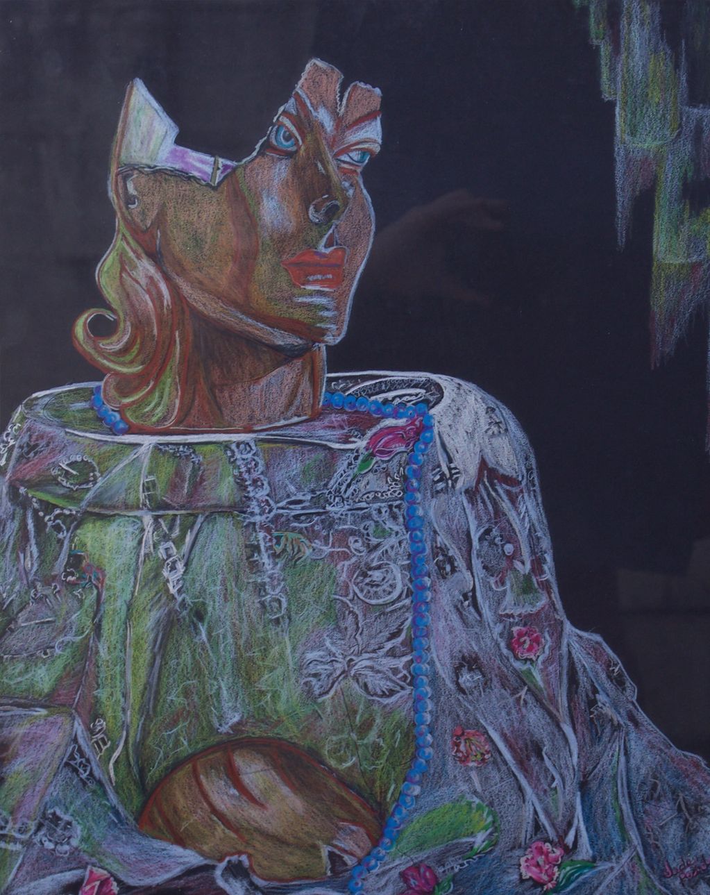 Desire I, Judy Bragg Pardo, Jude, spiritual, visionary, surreal, head, lace, mannequin head
