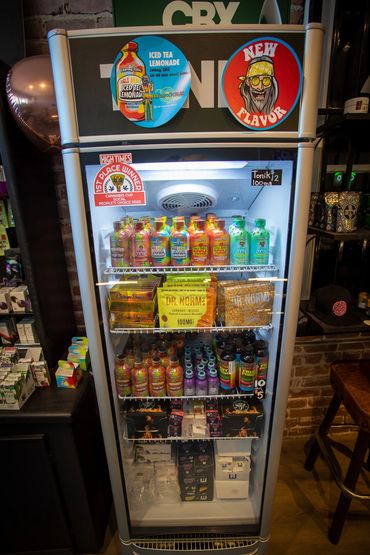 cannabis drinks and baked goods.