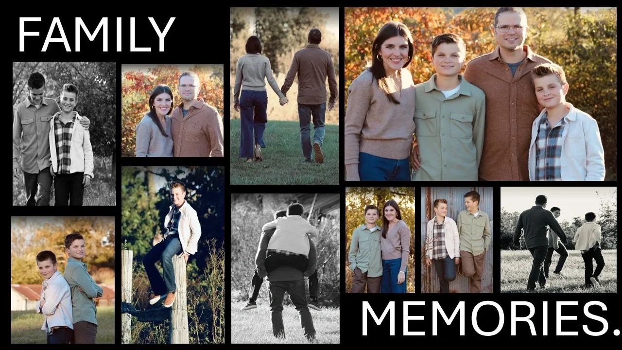 A collage capturing joyful family moments in autumn, titled 'Family Memories.'