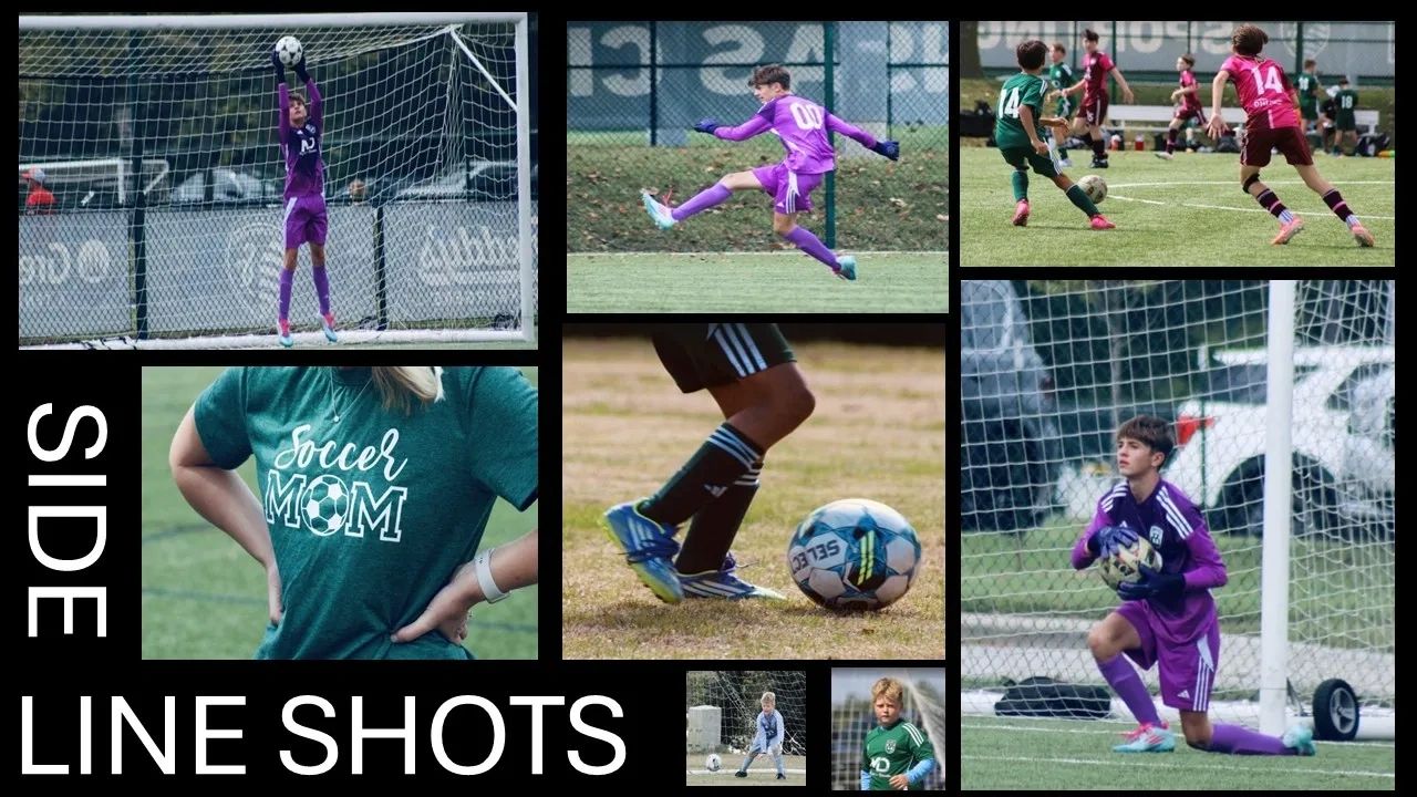 Youth soccer action with players and a supportive mom shirt.