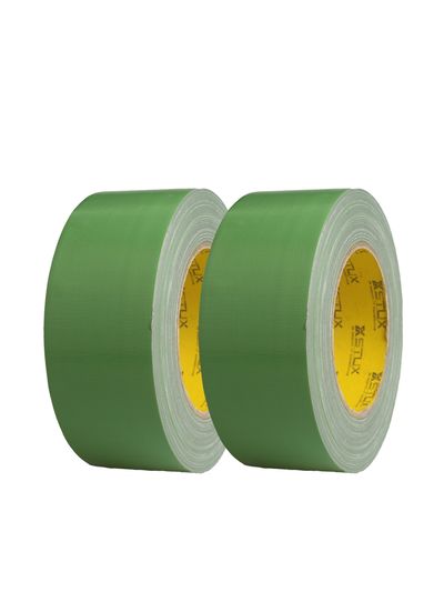 Two rolls of green adhesive tape.