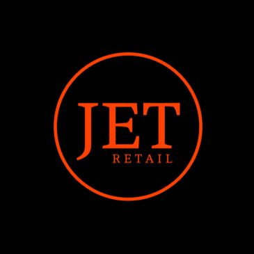JET Retail logo in red on black background.
