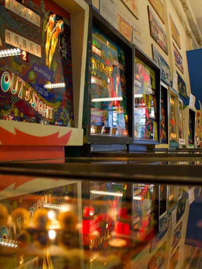 Lineup of historic games at Seattle pinball museum