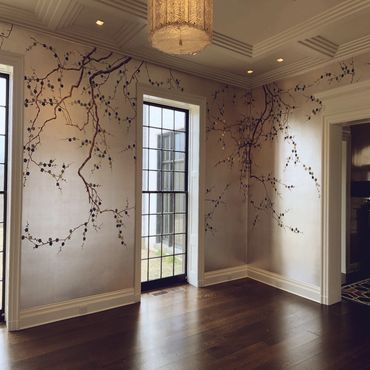 de Gournay wallpaper for Ingrao Inc., bringing timeless elegance and artistry to the space