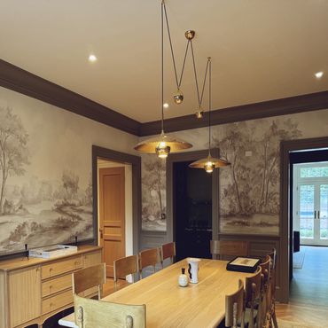 Installed a Susan Harter mural for Victoria Balson, creating a serene and elegant atmosphere.