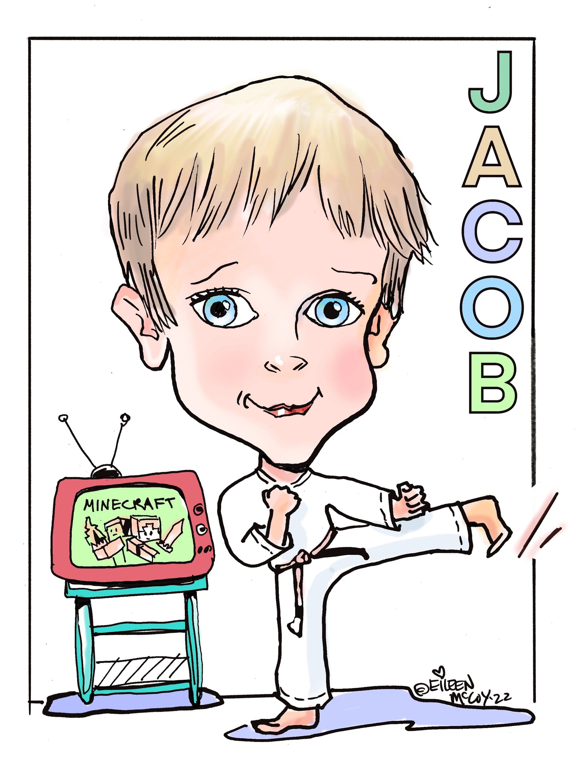 Caricatures of children / grandchildren / sports