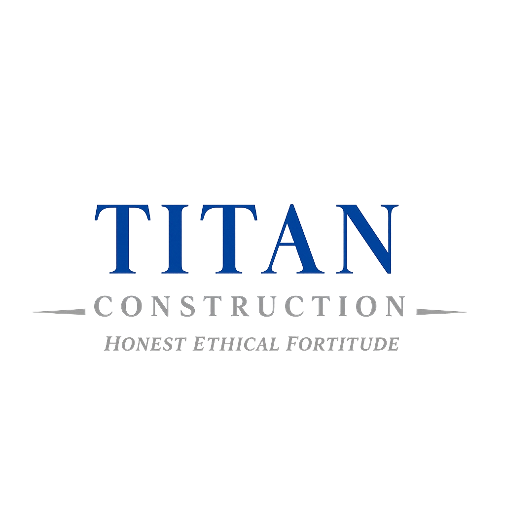 Titan Construction logo with the words Honest Ethical Fortitude.