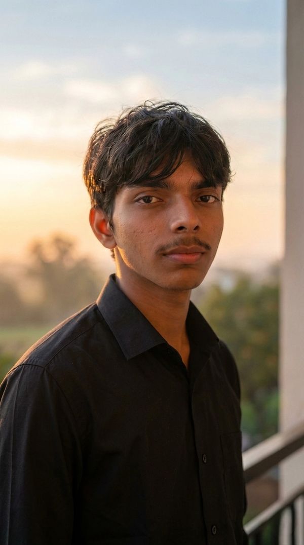 Young man wearing a black shirt during sunset.