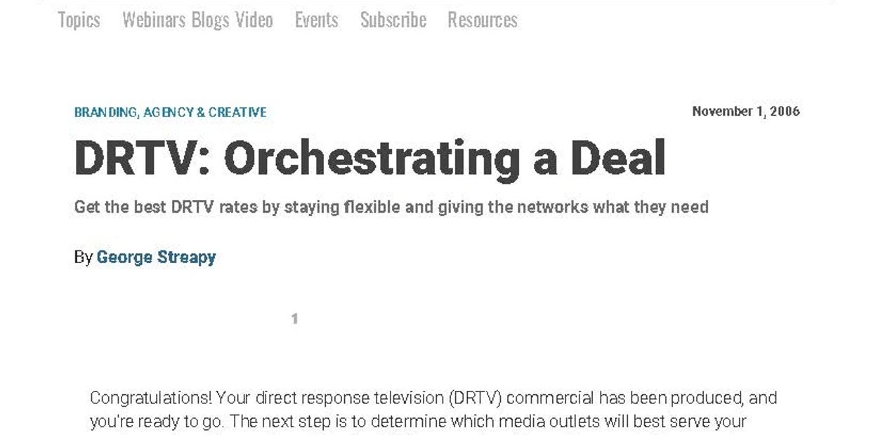 Direct television and radio advertising - how to do it - how to let George Streapy help