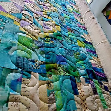 Surf's Up Water Wave Pattern: Edge to Edge