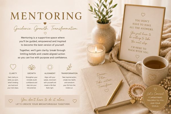 Mentoring offers guidance, growth, alignment, and transformation for personal success.