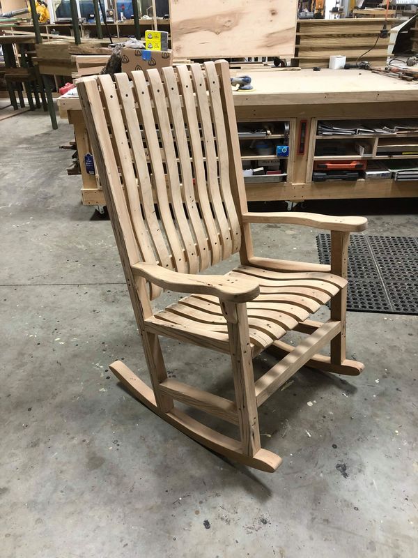 Unfinished rocking chair ready for stain