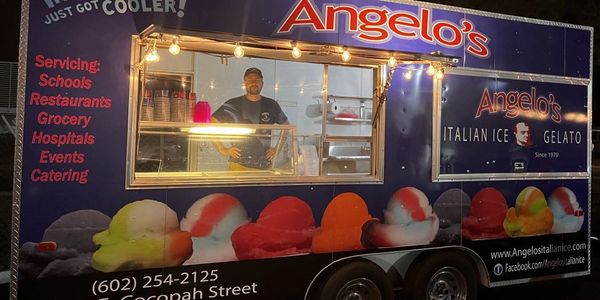 Food truck offering Italian frozen desserts for event catering.