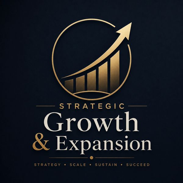 Elegant gold and black logo symbolizing strategic growth and expansion.